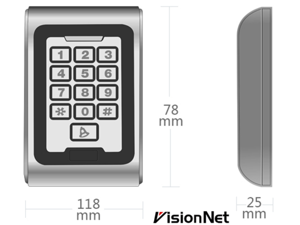 ⁦קודן לדלת / שער מוגן מים VISIONET K8⁩ – תמונה ⁦3⁩